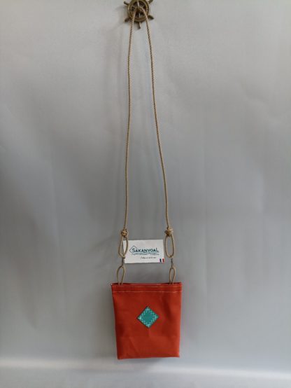Poche amovible bandoulière brique turquoise