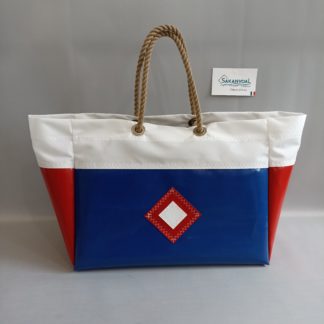 SAC CABAS ROSS bleu rouge blanc