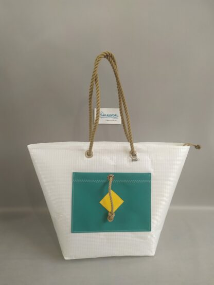 Sac de plage IROISE L blanc/turquoise