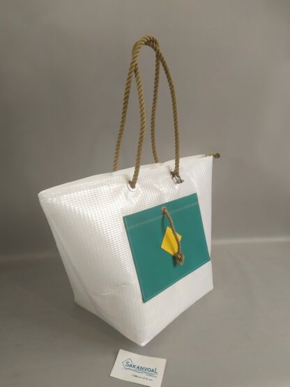 Sac de plage IROISE L blanc/turquoise