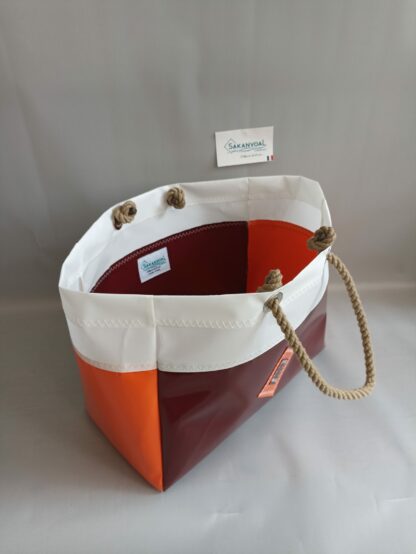 SAC CABAS ROSS Bordeau orange blanc