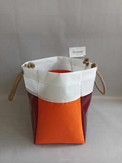 SAC CABAS ROSS Bordeau orange blanc