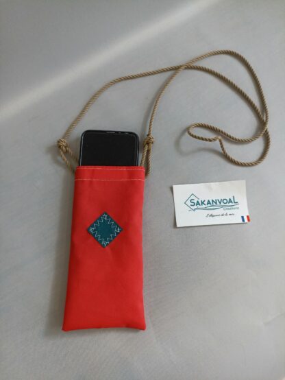 Pochette téléphone FORTH rouge turquoise