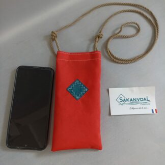 Pochette téléphone FORTH rouge turquoise